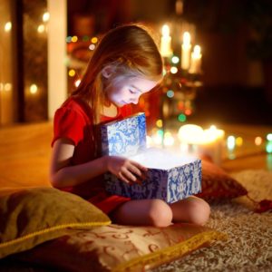 Little Girl Opening Present JOG - SS