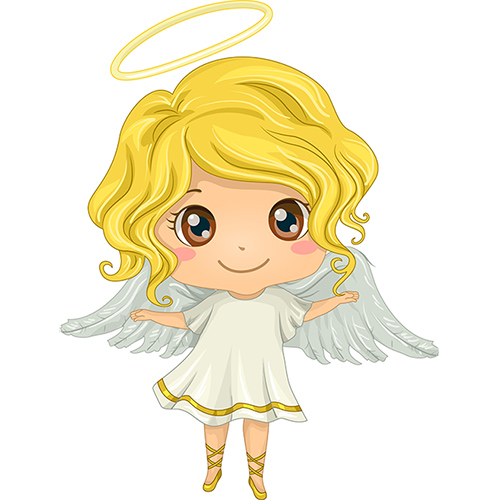 Cartoon Angel with Golden Hair and Brown Eyes | The Joy of Giving supports families in need in Collier County